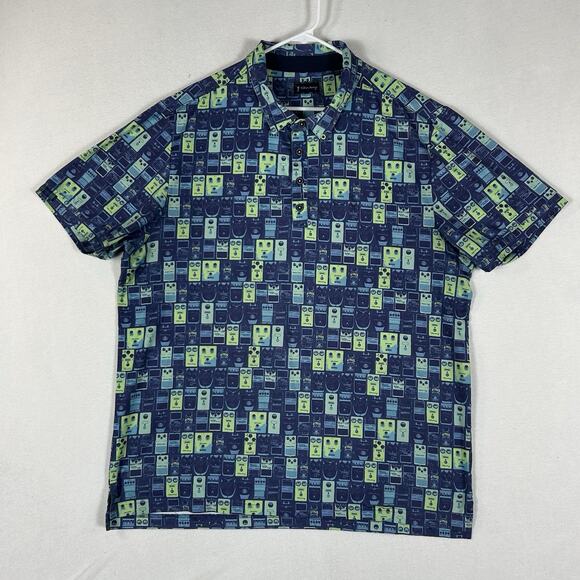 William Murray Polo Golf Shirt Mens XL Blue WMG Distortion Casual Short Sleeve - Picture 1 of 9